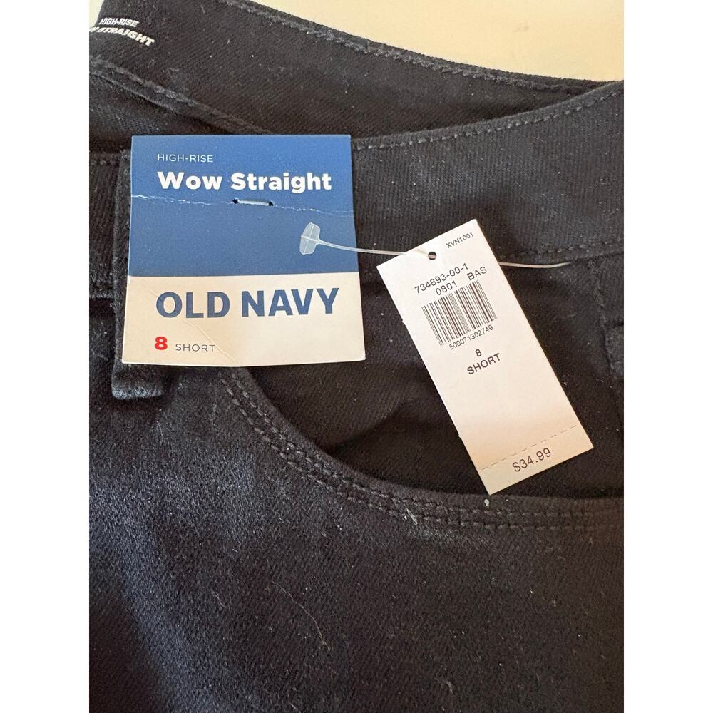 Old Navy high rise black jeans straight leg 8 short - Picture 2 of 5